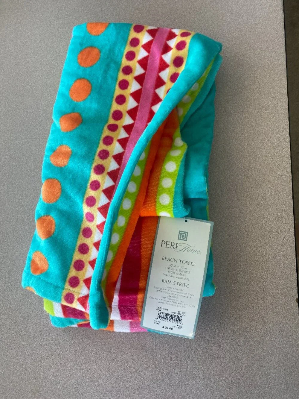 PERI HOME beach towel 30 in x 60 in baja striped 100% cotton